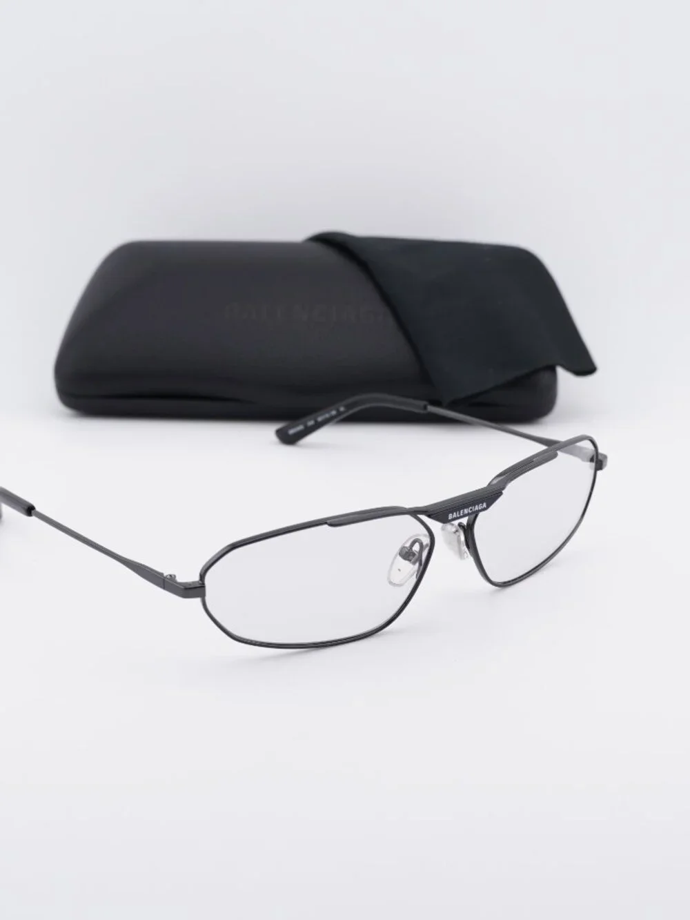 Balenciaga BB0245S 004 Geometric Sunglasses - Gunmetal / Light Grey
